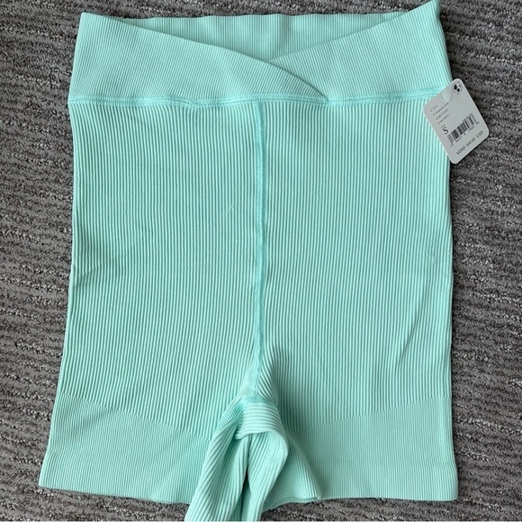 Free People Free Throw Shorts Ribbed High Rise Turquoise Mint Green - Picture 3 of 13